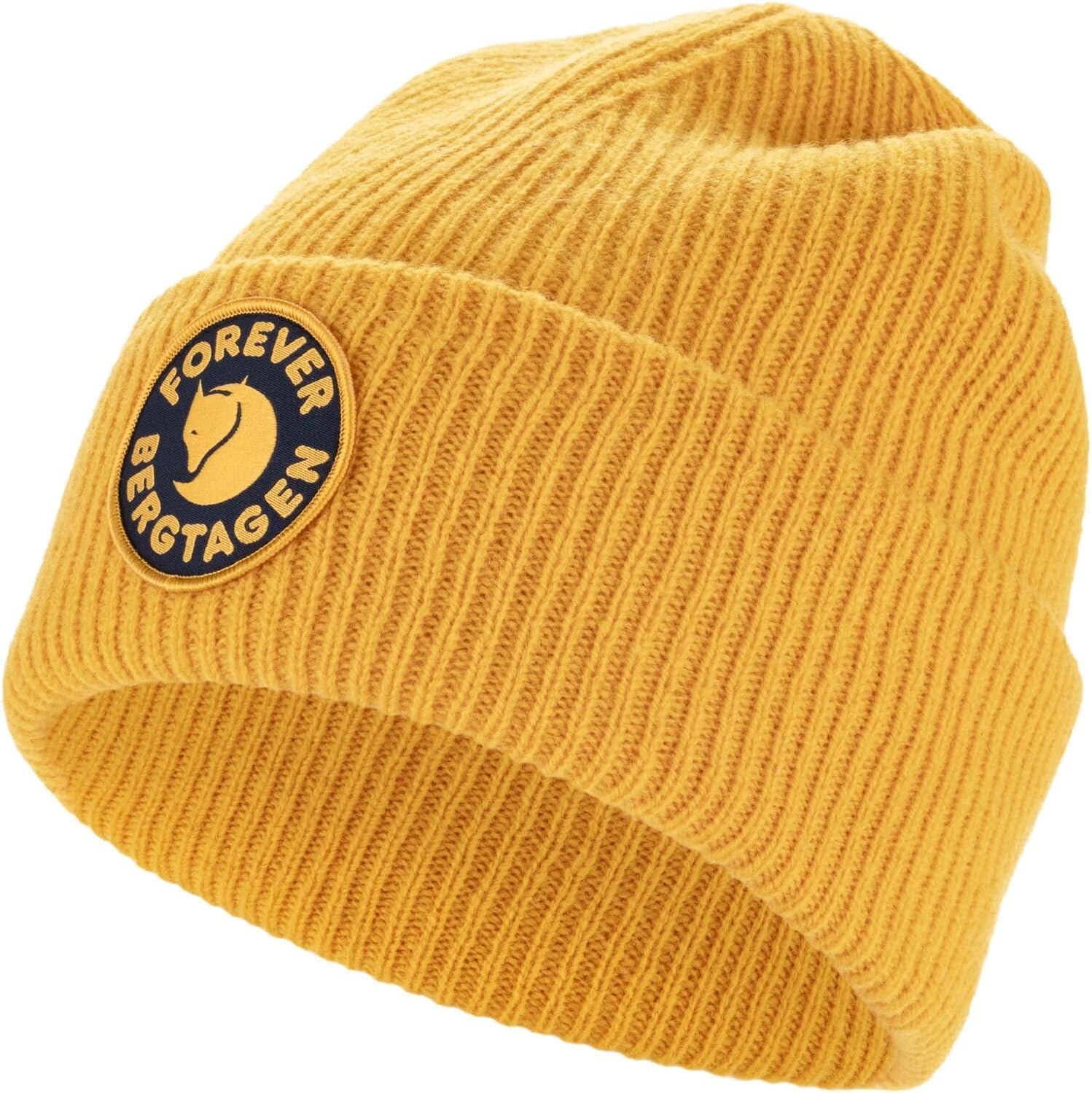 Fjallraven Bergtagen Forever Wool Men's Cuffed Beanie - Mid-Height Mustard Yellow