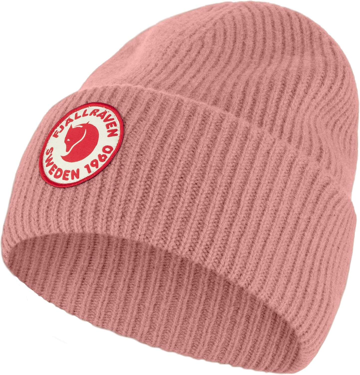 Fjällräven 1960 Logo Hat Beanie - Knit Winter Cap with Folded Cuff, Warm Soft Everyday Outdoor Hat Dusty Rose