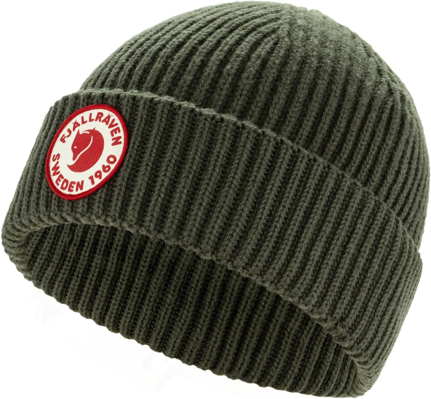 Fjallraven 1960 Lite Logo Men's Cuffed Beanie - Mid-Height Deep Forest