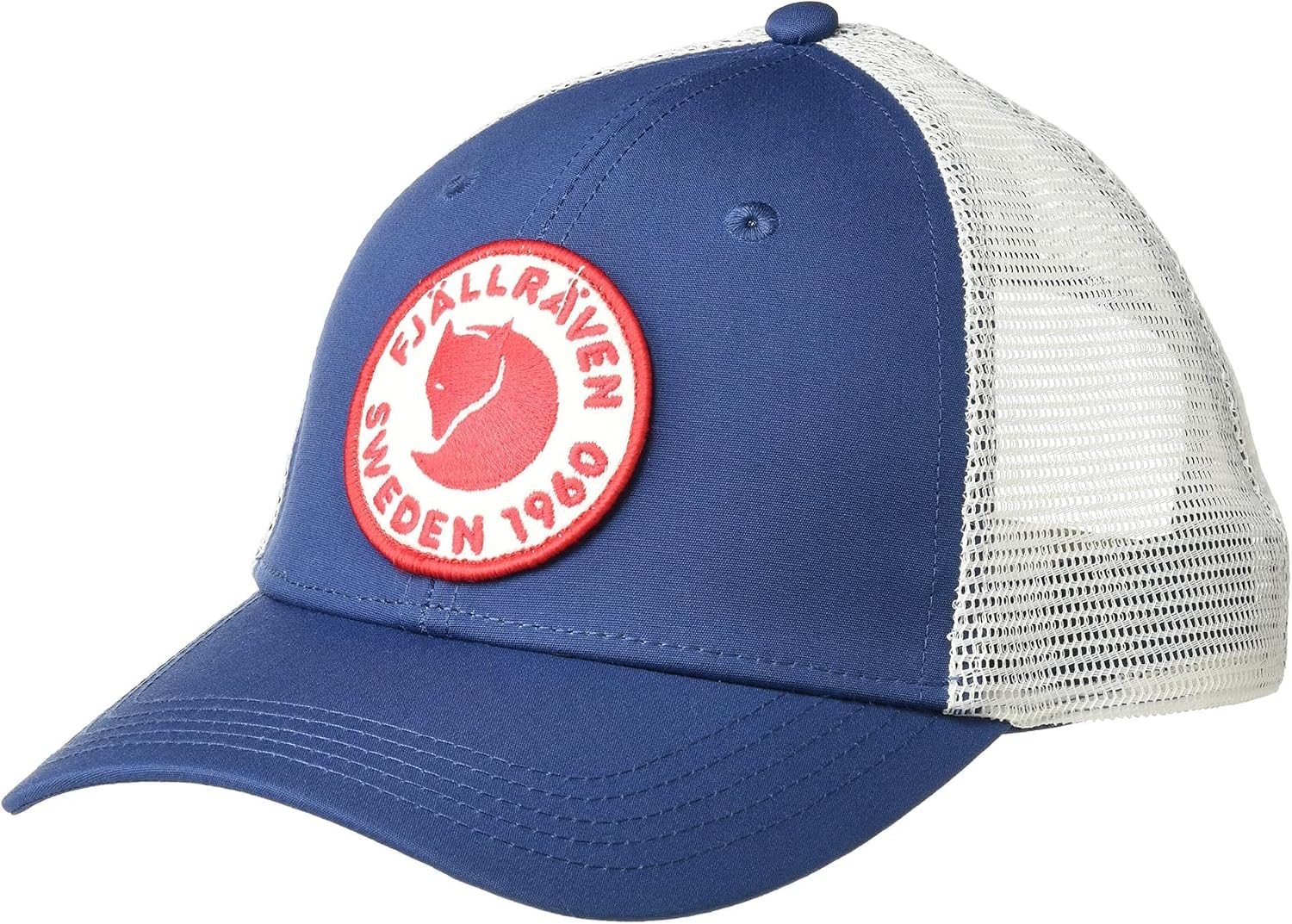 Fjällräven 1960 Logo Langtradarkeps Cap - Breathable Mesh, Adjustable Snapback, Trucker Style - Hiking, Travel Indigo Blue