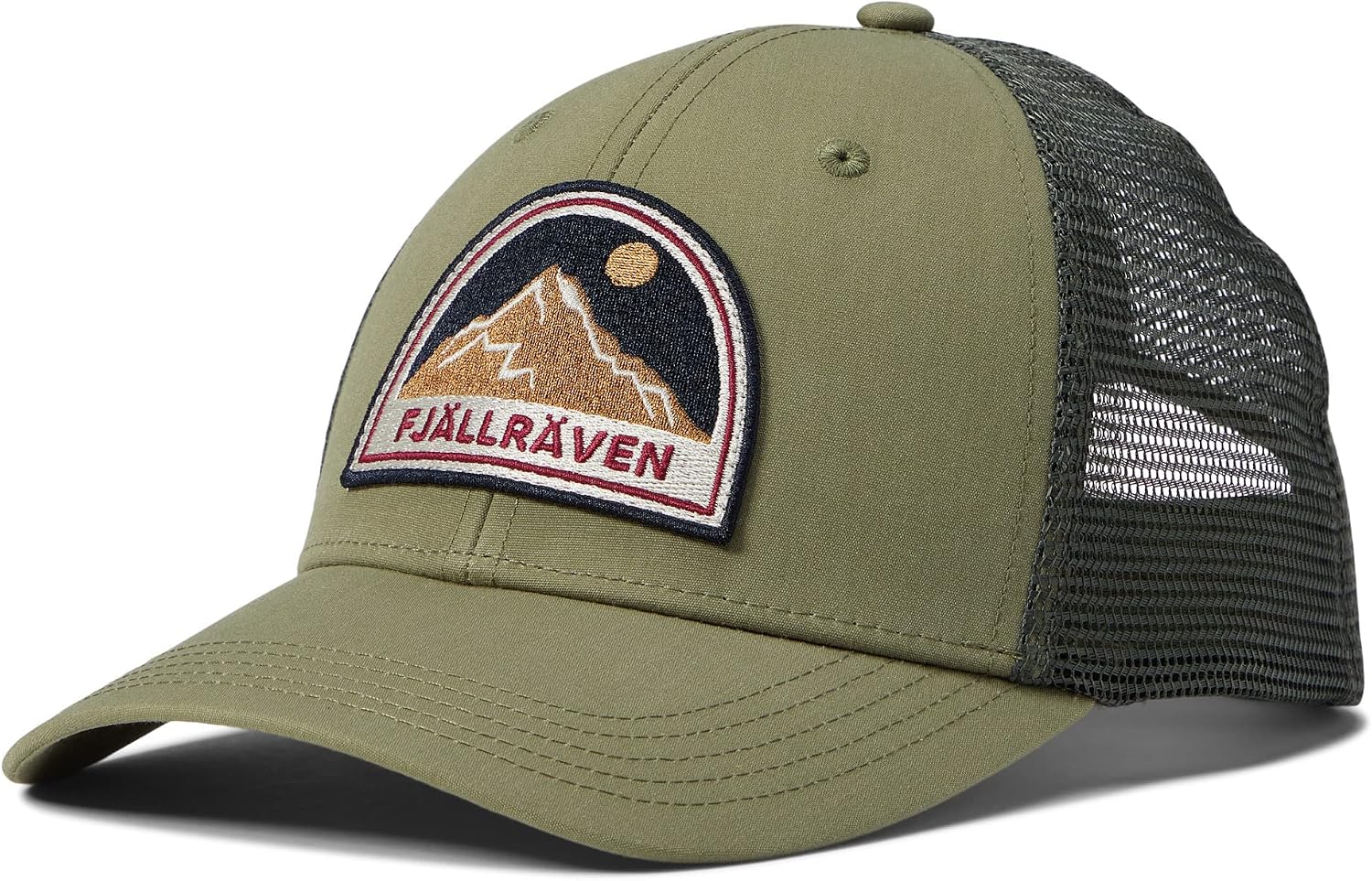 Fjällräven Badge Langtradarkeps Cap - Mesh Ventilation, Adjustable Snapback, Trucker Style - Hiking, Travel Green