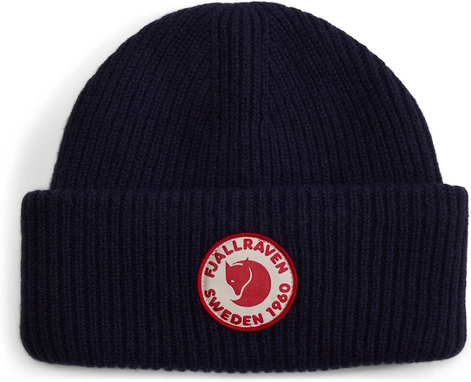 Fjällräven 1960 Logo Hat Beanie - Knit Winter Cap with Folded Cuff, Warm Soft Everyday Outdoor Hat Dark Navy