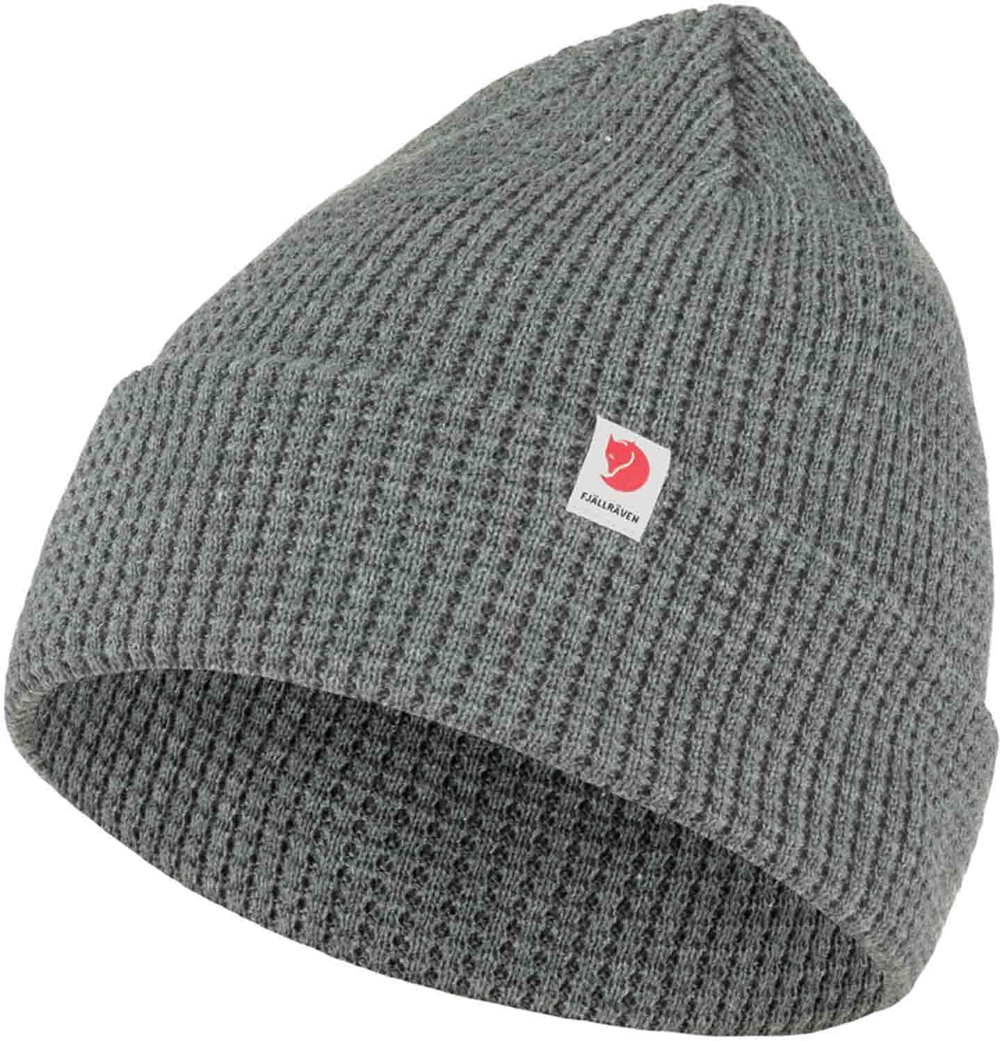 Fjällräven Tab Hat Beanie – Soft Knit Winter Skull Cap, Warm Stretch Fit, Outdoor & Everyday Wear Grey
