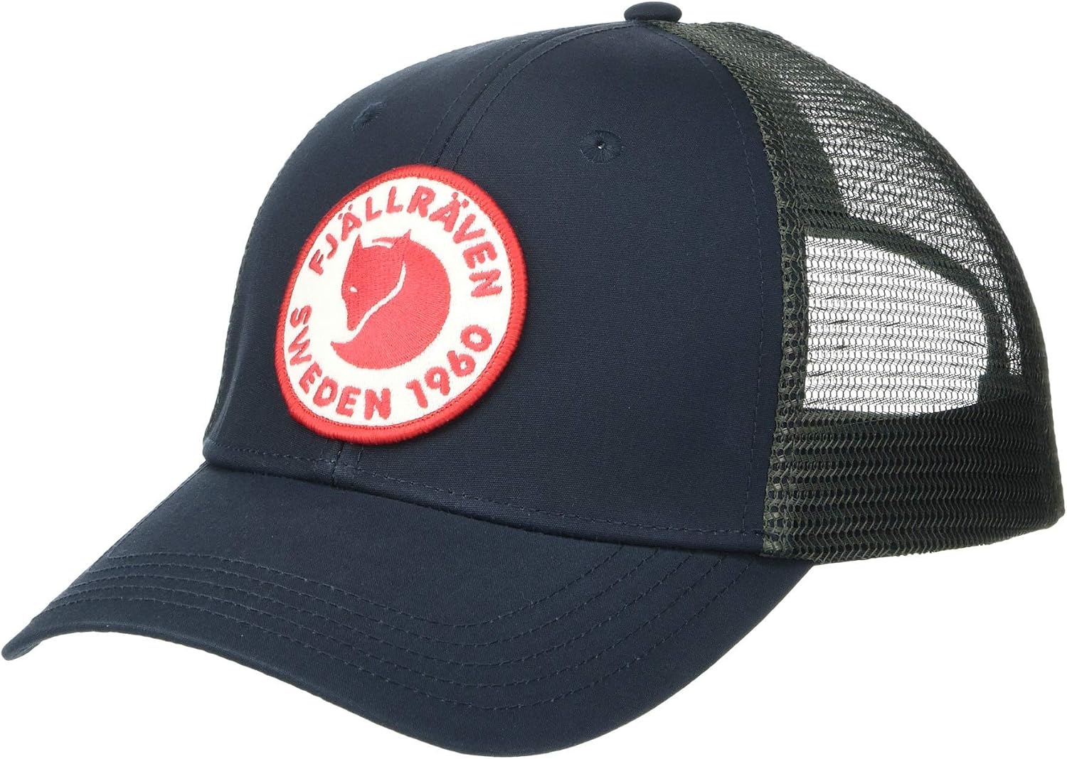 Fjällräven 1960 Logo Langtradarkeps Cap - Breathable Mesh, Adjustable Snapback, Trucker Style - Hiking, Travel Dark Navy