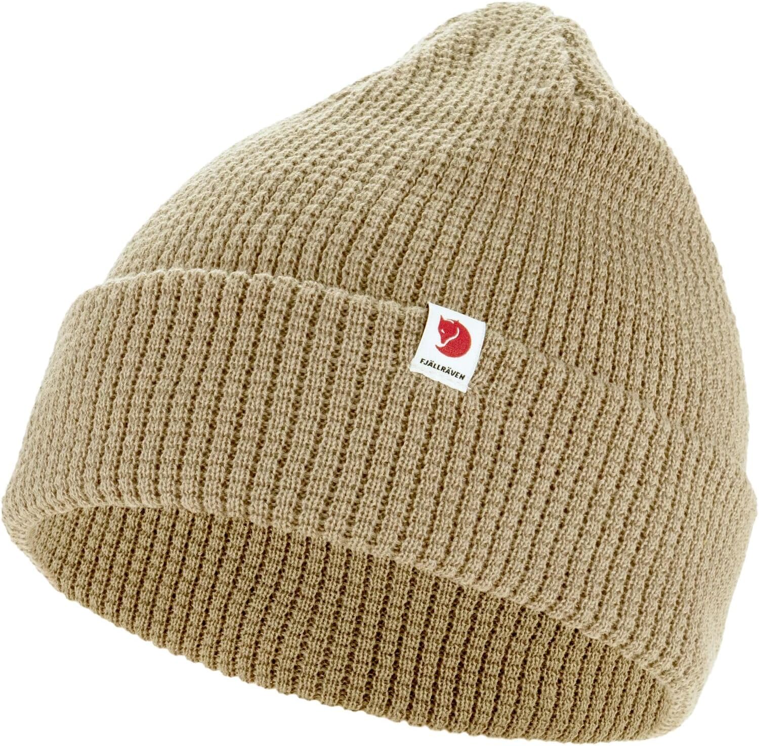 Fjällräven Tab Hat Beanie – Soft Knit Winter Skull Cap, Warm Stretch Fit, Outdoor & Everyday Wear Fossil