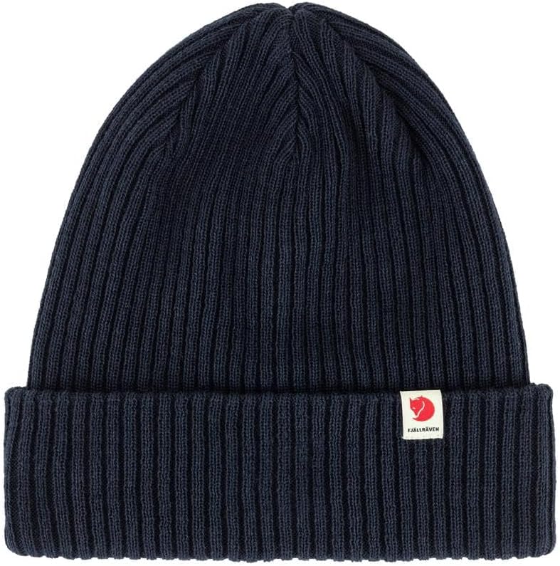 Fjällräven Rib Hat Beanie - Warm Soft Stretch Knit Winter Cap for Outdoor Everyday Wear Dark Navy
