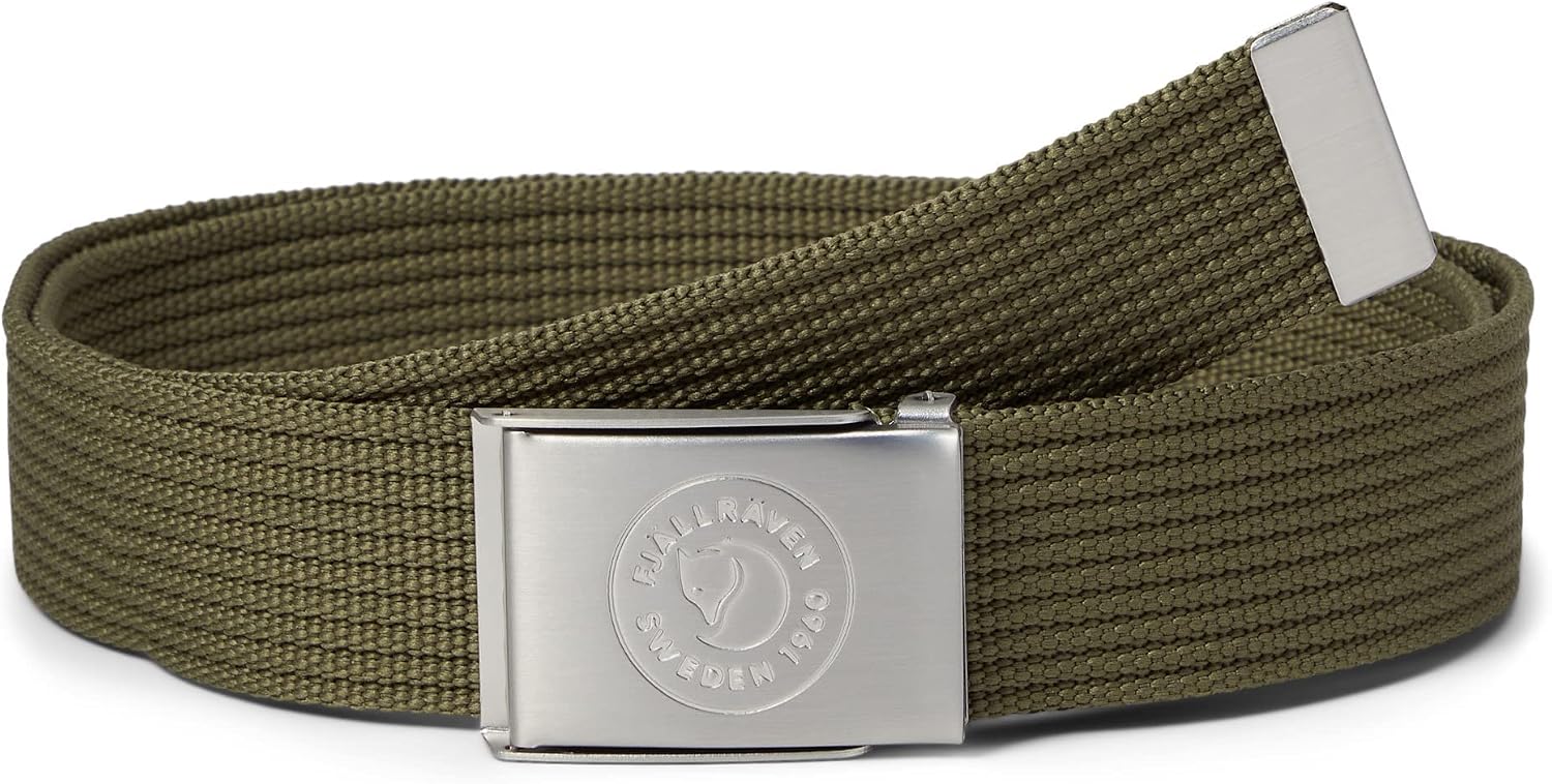 Fjällräven 1960 Logo Belt - Durable Webbing, Adjustable Buckle, Classic Style - Hiking, Travel Green