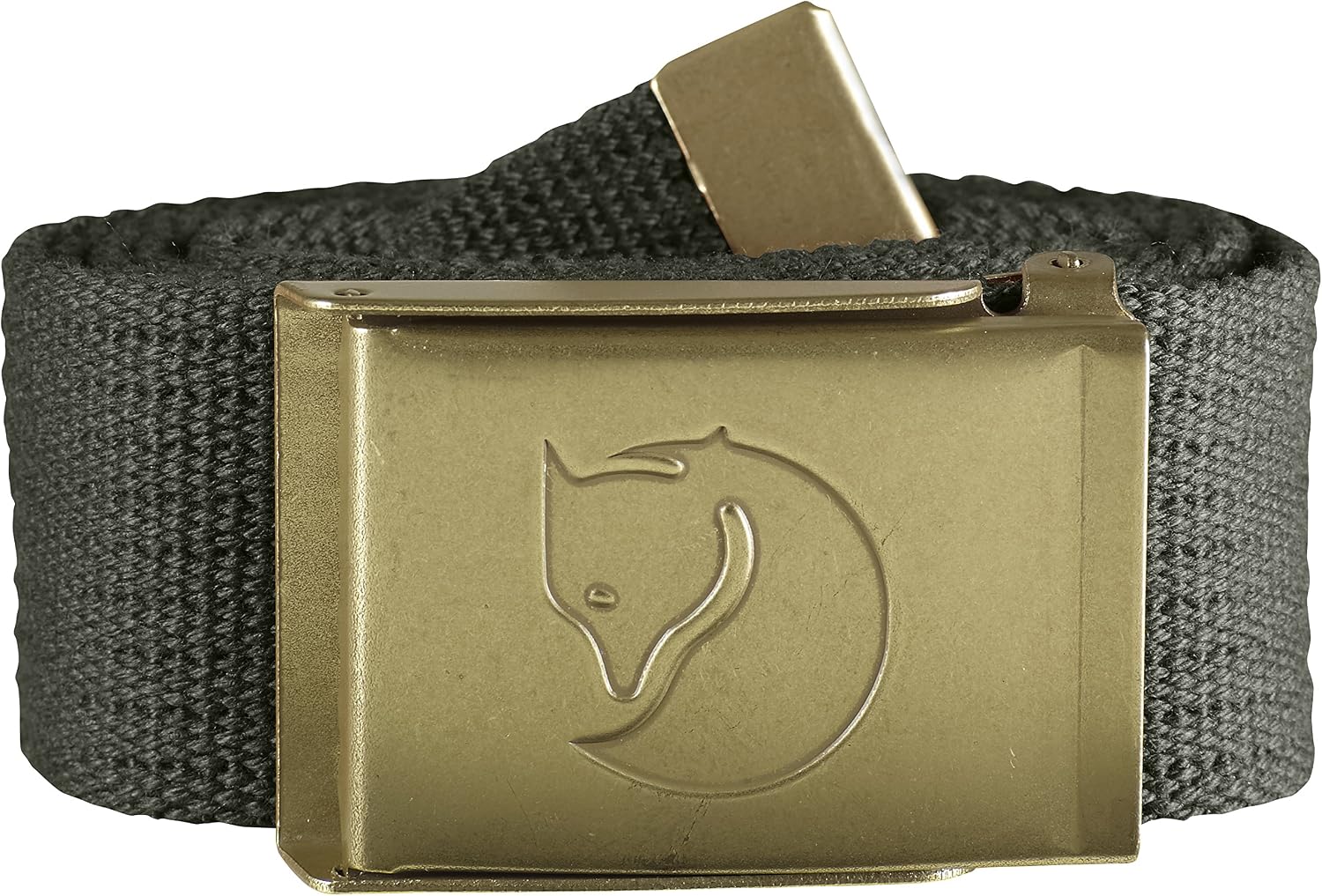 Fjällräven Canvas Brass Belt - Durable Webbing, Brass Buckle, Adjustable, Classic Style - Hiking, Travel Mountain Grey