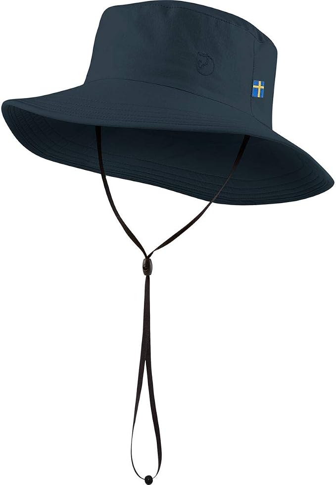 Fjällräven Abisko Sun Hat - Wide Brim, Ventilation Eyelets, Packable Fabric - Hiking, Travel Dark Navy
