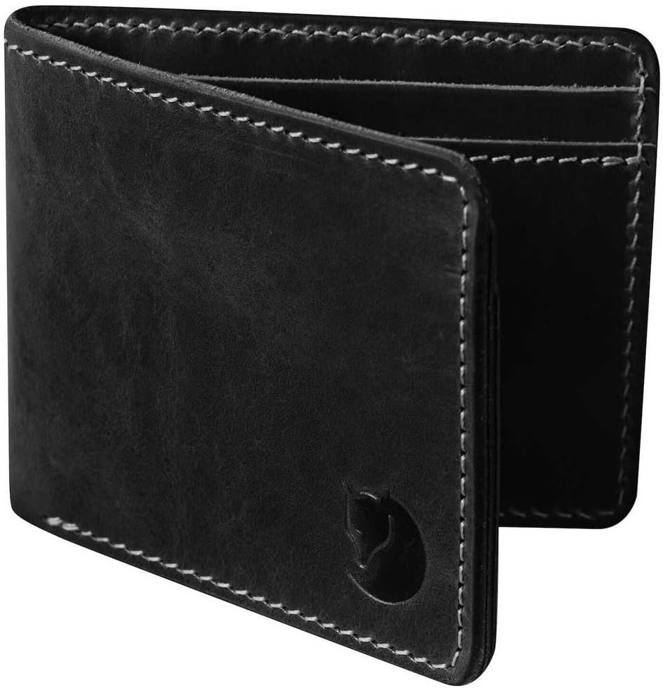 Fjällräven Ovik Wallet - Premium Leather, Slim Profile, Secure Storage - Travel, Black, One Size