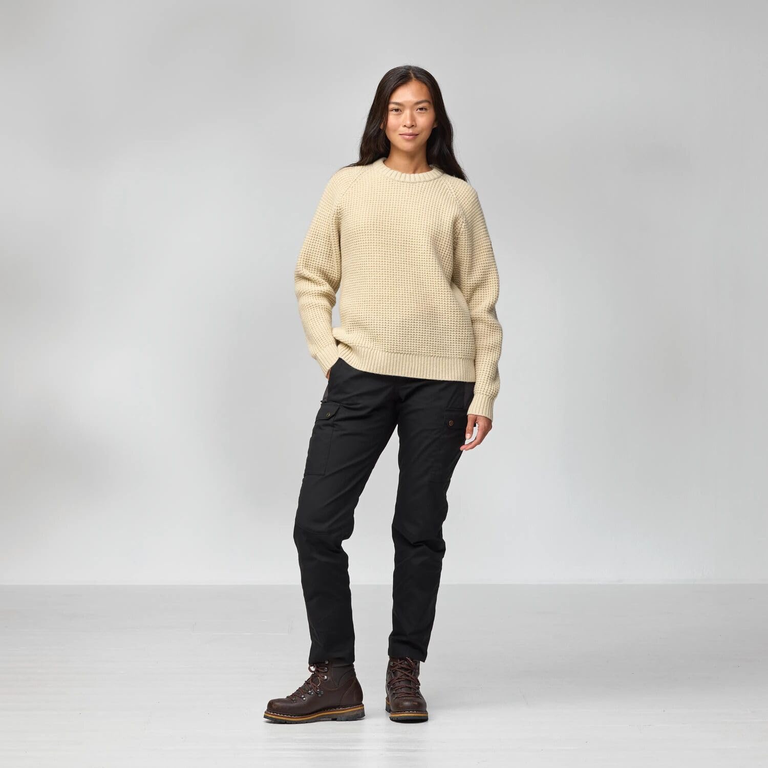 Fjällräven Övikaffle Knit Women's Sweater Grey