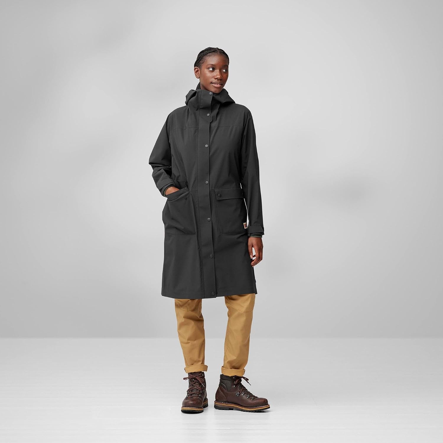 Fjallraven Women's Vardag Rain Parka, Black (F14500131, US, Alpha, Medium, Regular, Regular)