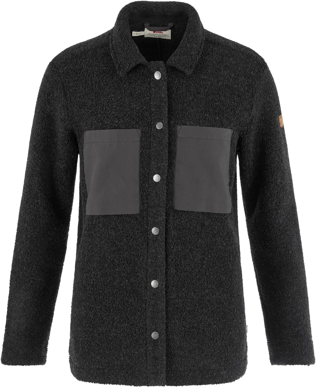 Fjallraven Kaitum Overshirt Women's Long Sleeve Shirt, Wool Blend - Relaxed Fit Dark Grey