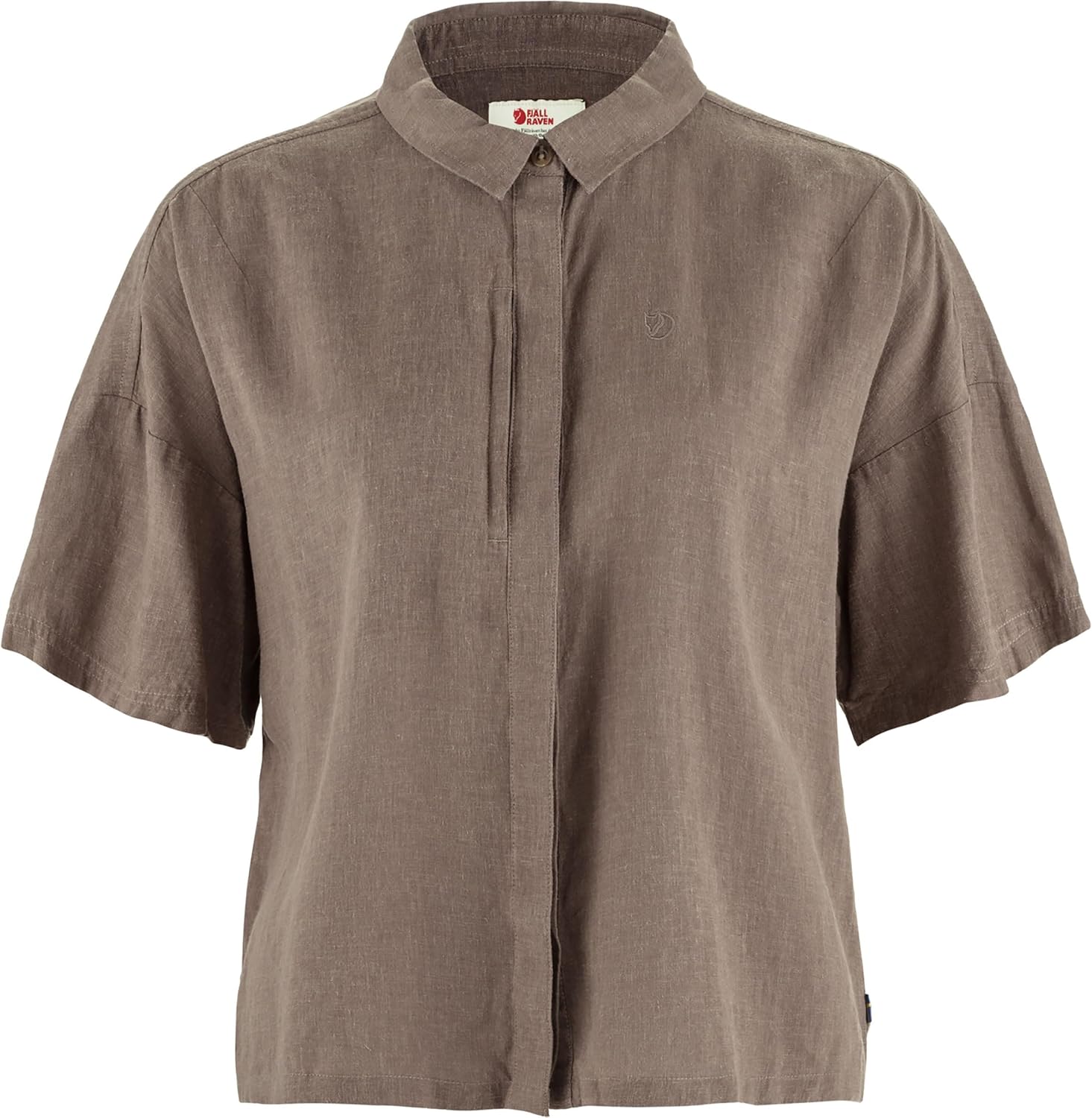 Fjällräven Ovik Hemp Camp Women's Short Sleeve Shirt - Breathable, Comfortable, Hemp Cotton Fabric - Hiking, Travel Suede Brown