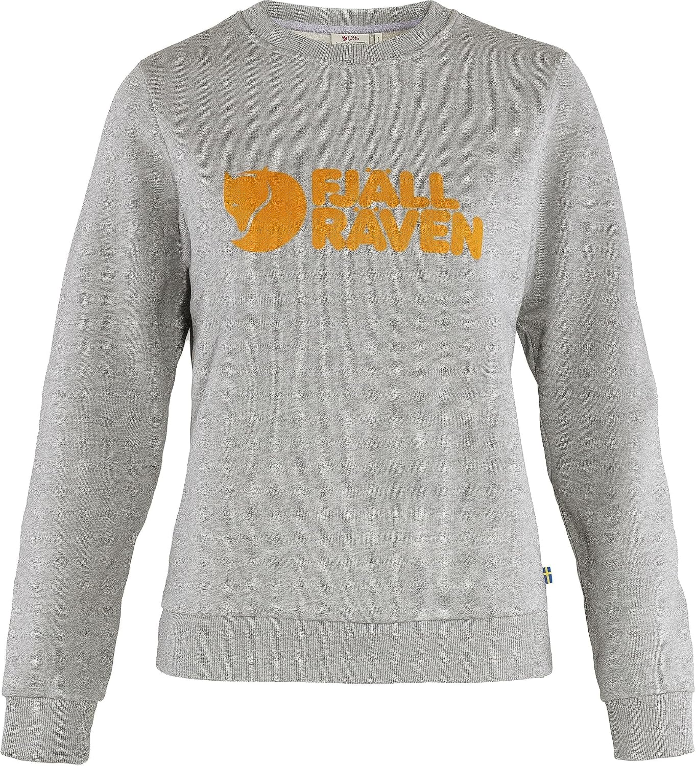Fjällräven Logo Sweater Women's Sweatshirt - Soft Fleece, Classic Crewneck, Organic Cotton Blend - Hiking, Travel Grey/Melange