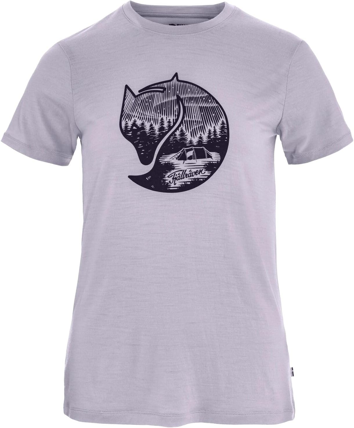 Fjällräven Abisko Women's Short Sleeve Wool Shirt - Temperature Regulating, Quick-Dry, Merino Wool - Hiking, Trekking Lavender Mist/ Dark Navy