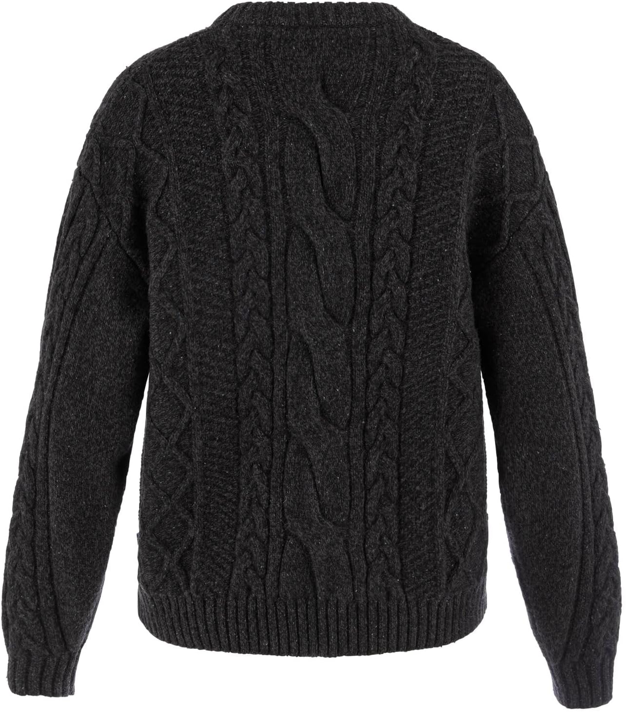 Fjallraven Ovik Cable Knit Women's Round Neck Sweater - Relaxed Fit Black