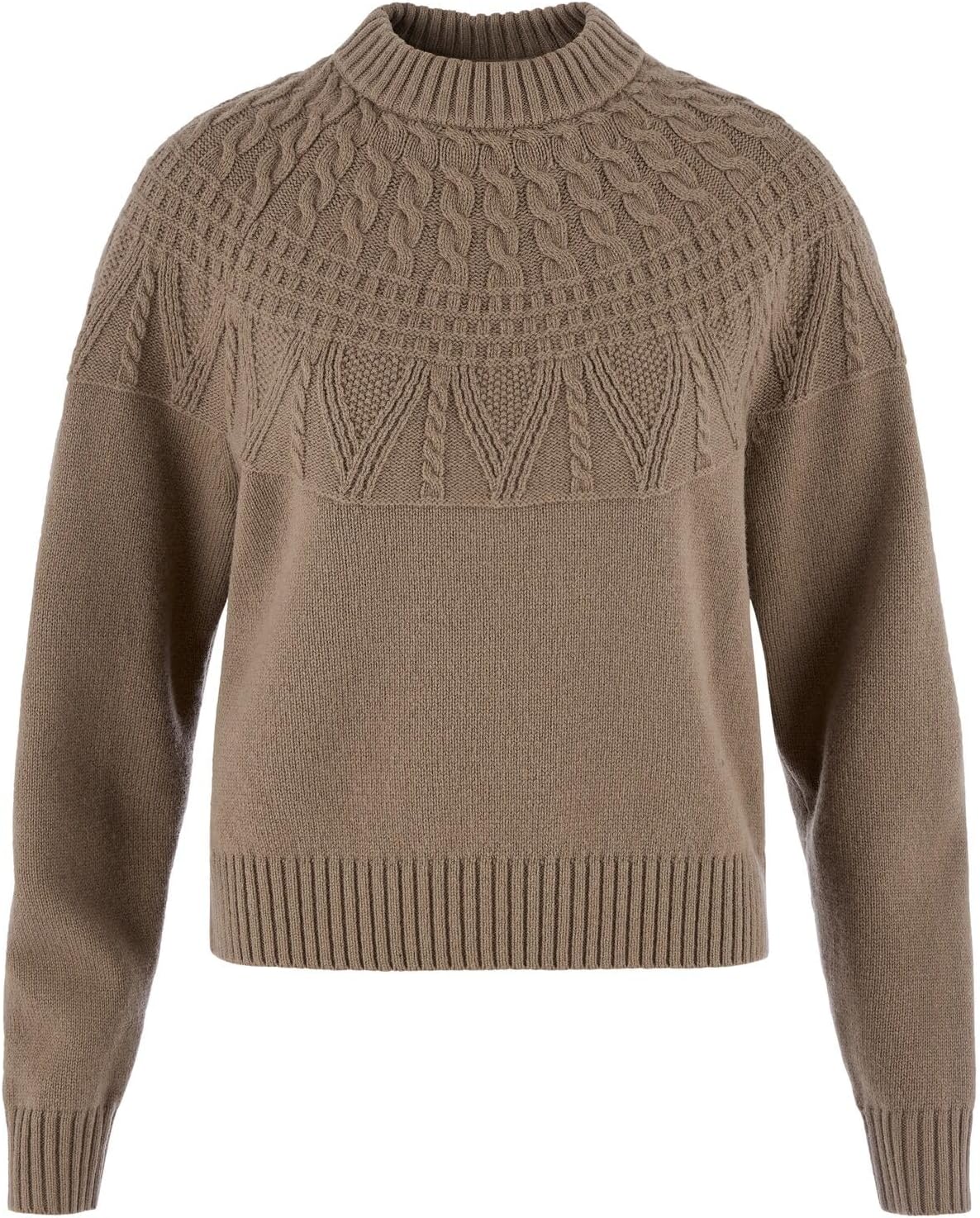 Fjallraven Ovik Solid Knit Women's Round Neck Sweater - Regular Fit Suede Brown