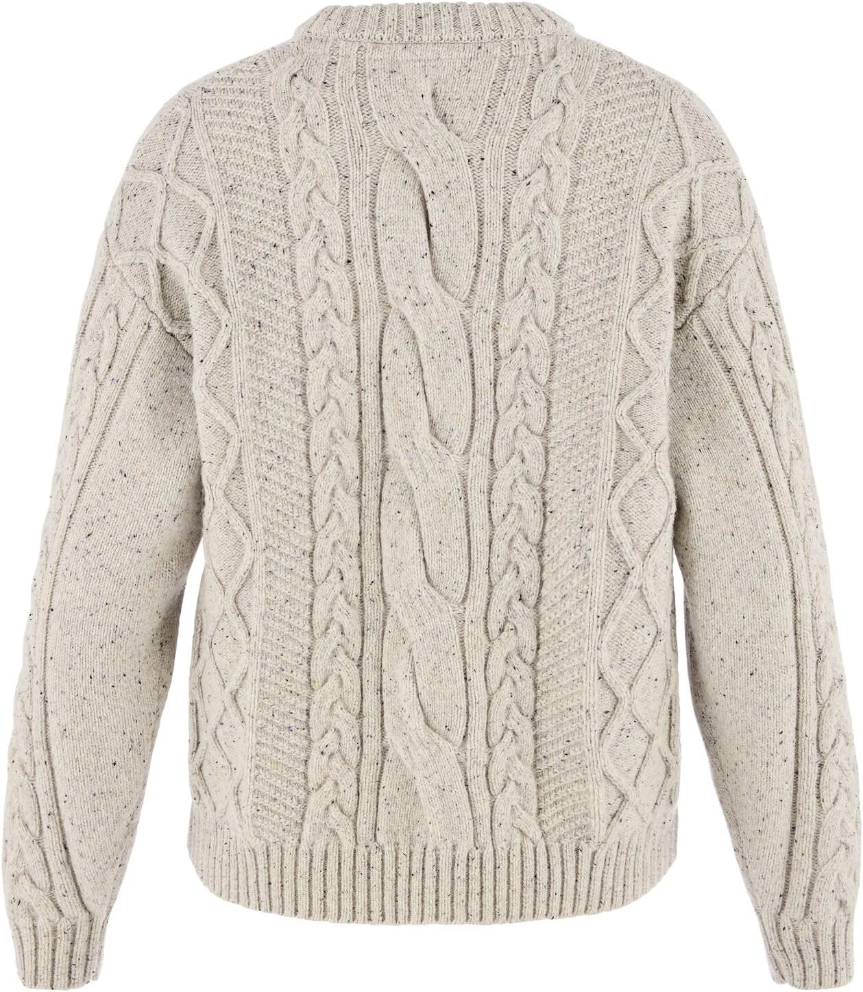 Fjallraven Ovik Cable Knit Women's Round Neck Sweater - Relaxed Fit Chalk White