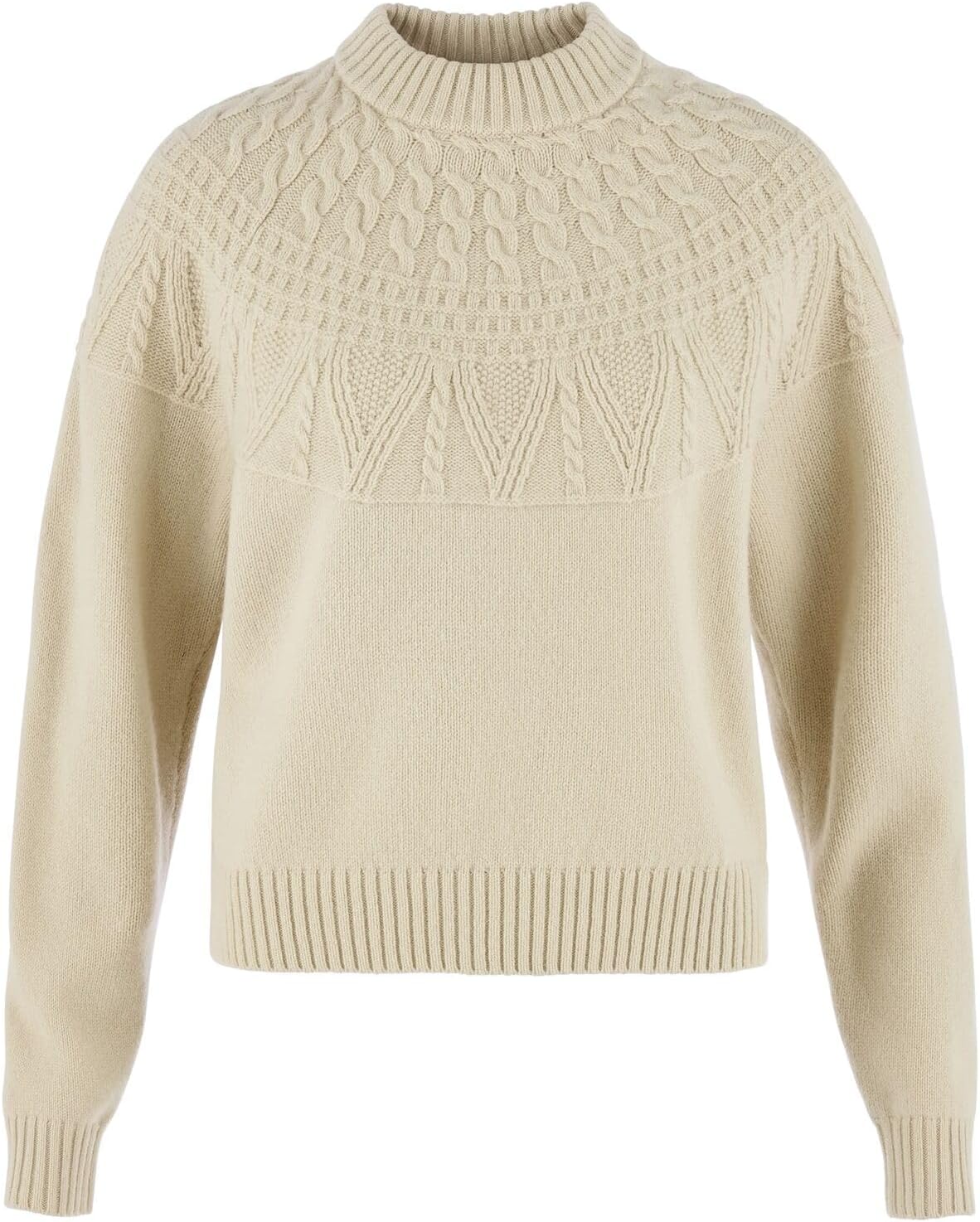 Fjallraven Ovik Solid Knit Women's Round Neck Sweater - Regular Fit Light Beige