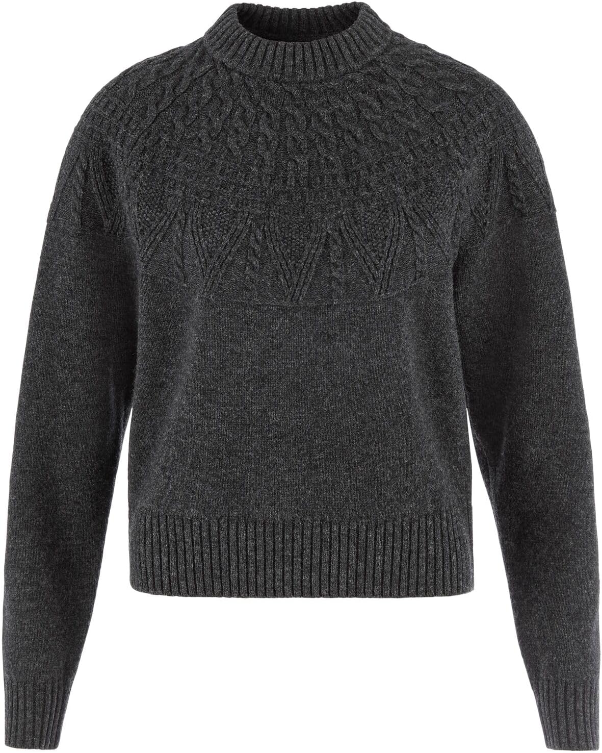 Fjallraven Ovik Solid Knit Women's Round Neck Sweater - Regular Fit Dark Grey