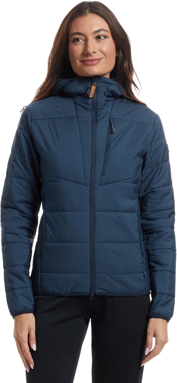 Fjällräven Keb Padded Hoodie Women's Jacket - Lightweight, Insulated, Weather Resistant Fabric - Hiking, Trekking Mountain Blue