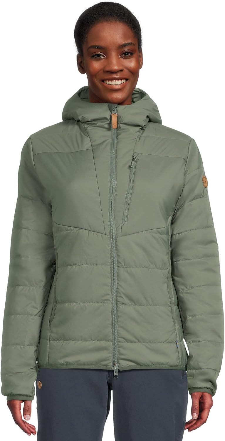 Fjällräven Keb Padded Hoodie Women's Jacket - Lightweight, Insulated, Weather Resistant Fabric - Hiking, Trekking Patina Green