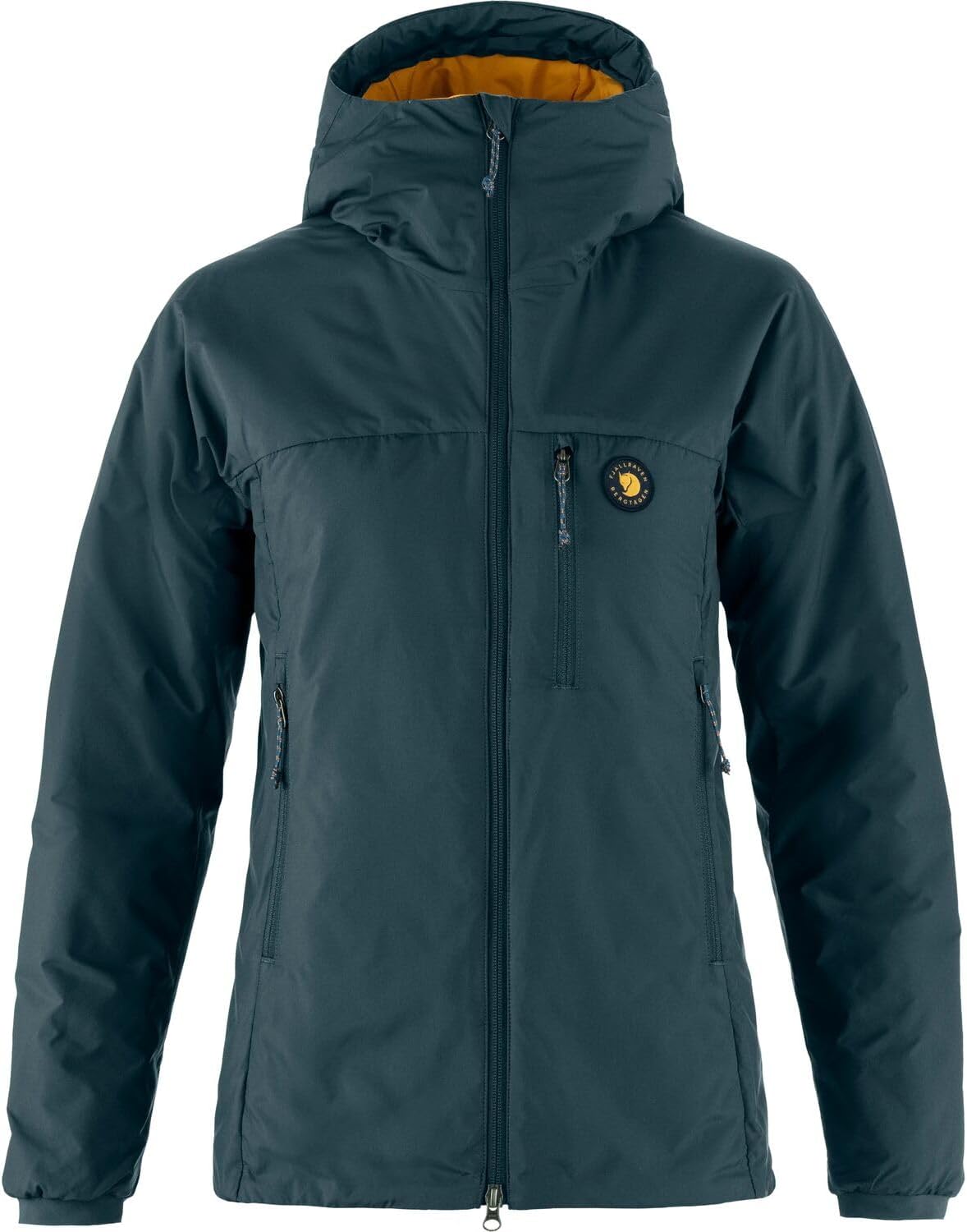 Fjällräven Bergtagen 60 Insulation Women's Jacket - Lightweight Insulation, Packable Warmth, Technical Fit - Hiking, Trekking Mountain Blue/Mustard Yellow