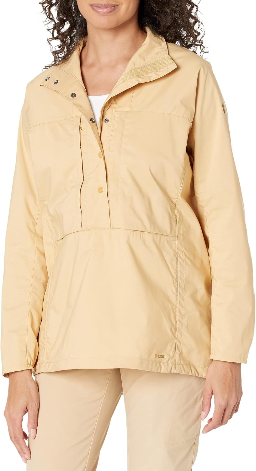 Fjällräven Abisko Hike Anorak Jacket for Women - Durable and Stylish Long Sleeves with Pullover Style and Spread Collar Dune Beige