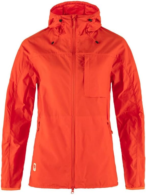 Fjällräven High Coast Wind Women's Wind Jacket - Wind Resistant Shell, Lightweight Fabric, Packable Design - Hiking, Trekking Flame Orange
