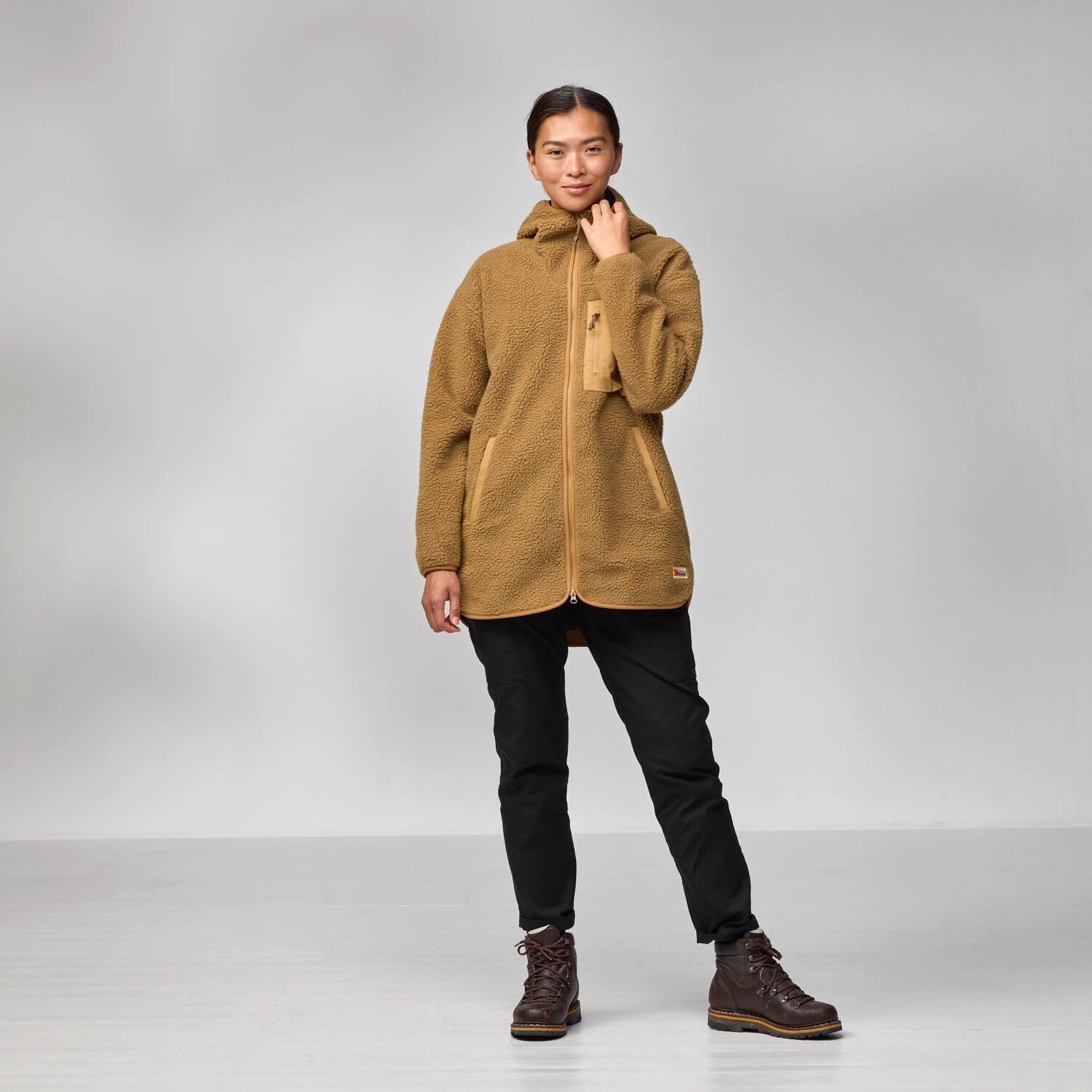 Fjallraven Vardag Pile Fleece Long Women's Fleece Full-Zip Midlayer Hoody Black