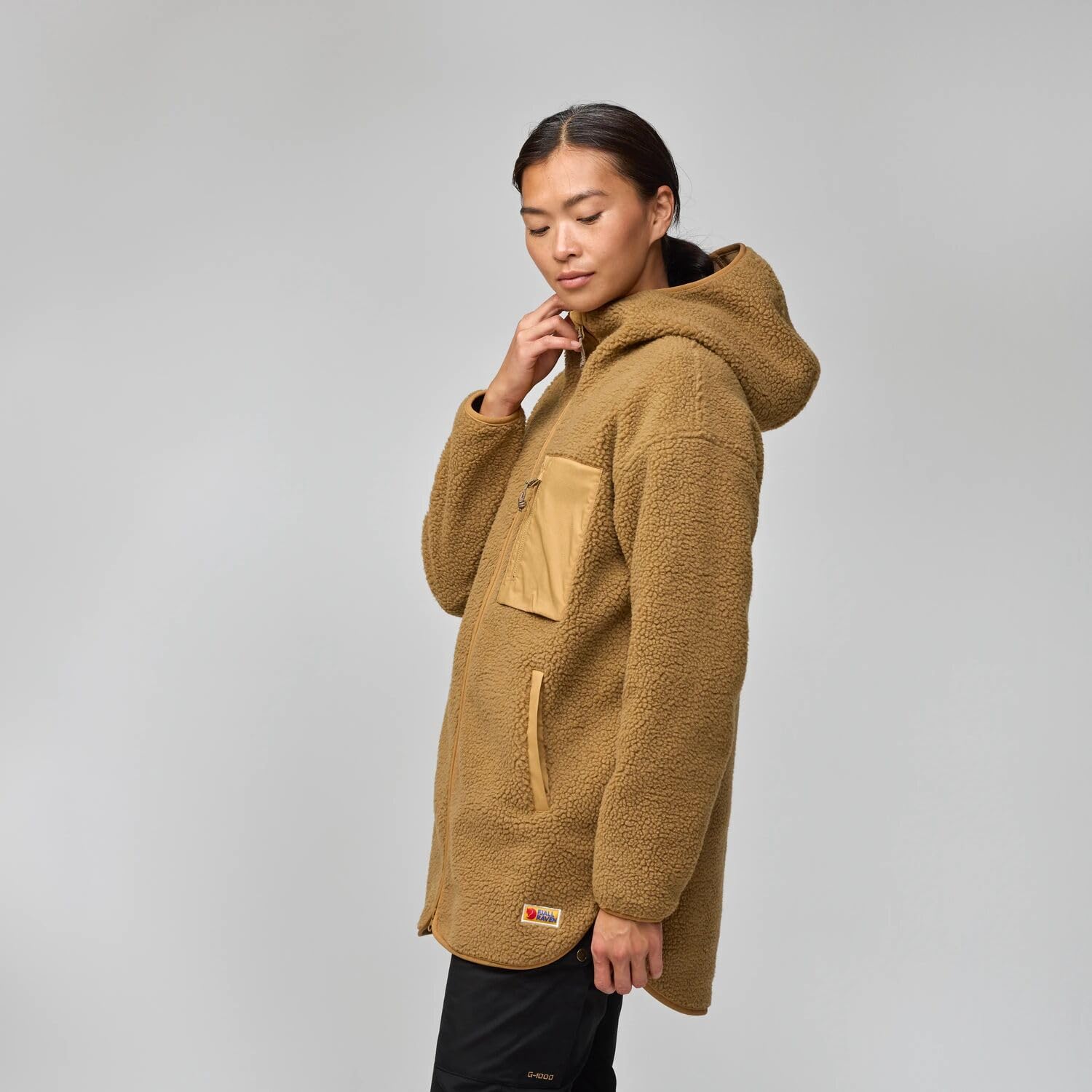Fjallraven Vardag Pile Fleece Long Women's Fleece Full-Zip Midlayer Hoody Black