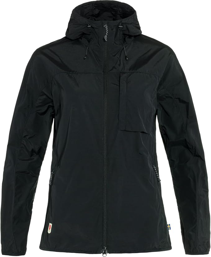 Fjällräven High Coast Wind Women's Wind Jacket - Wind Resistant Shell, Lightweight Fabric, Packable Design - Hiking, Trekking Black