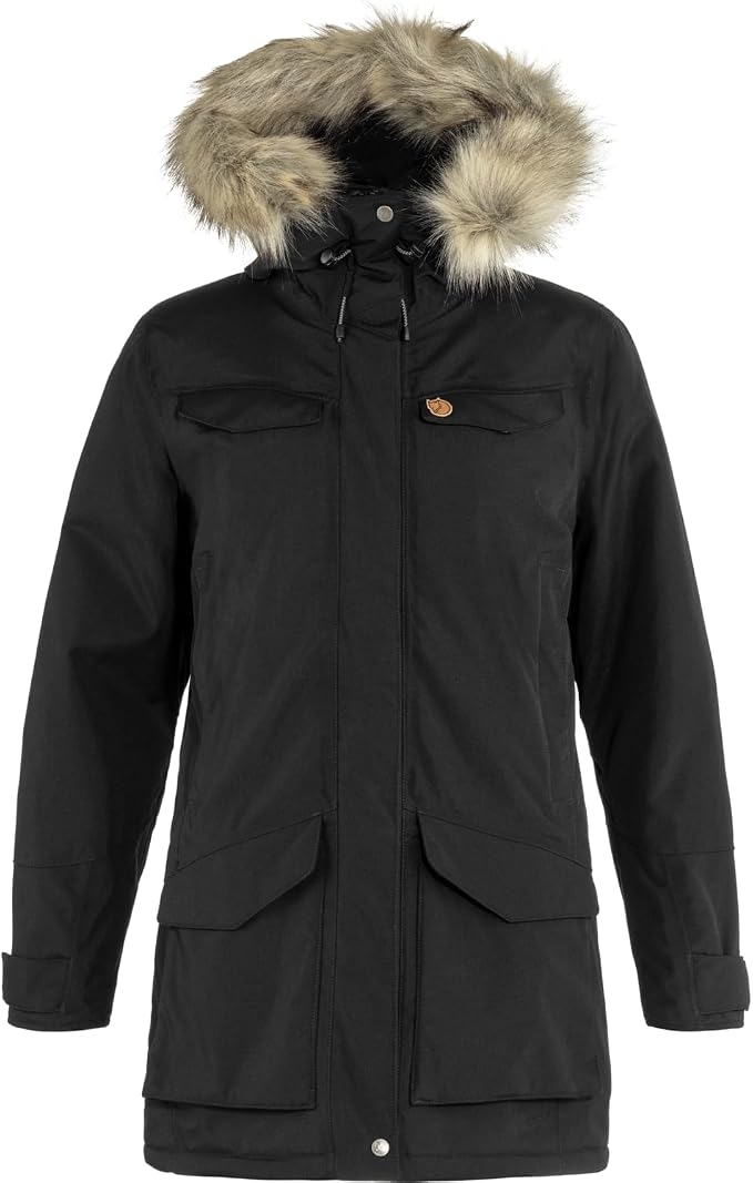 Fjällräven Nuuk Parka Women's Coat - Insulated Waterproof Durable Winter Jacket for Outdoor Wear Black