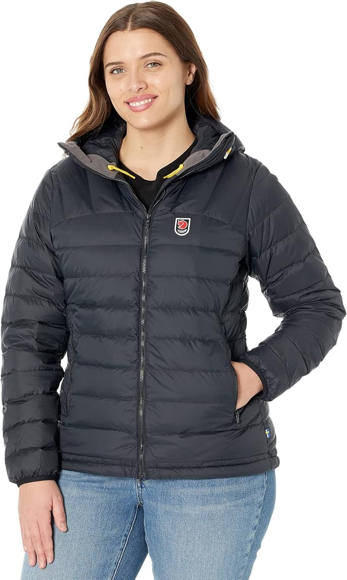 Fjällräven Expedition Pack Down Hoodie Women's Jacket - Lightweight Packable Insulated Winter Midlayer for Hiking Outdoor Black