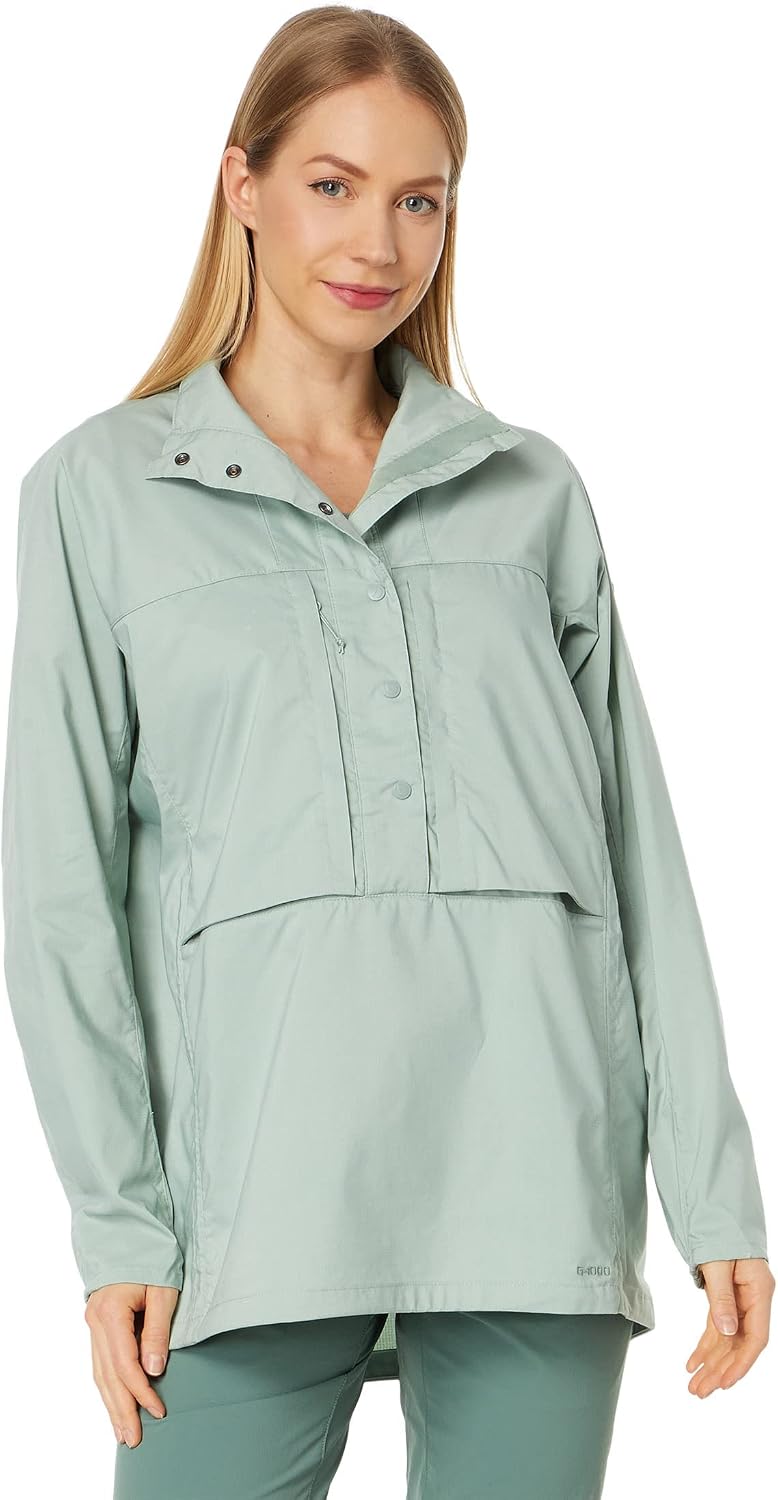 Fjällräven Abisko Hike Anorak Jacket for Women - Durable and Stylish Long Sleeves with Pullover Style and Spread Collar Misty Green