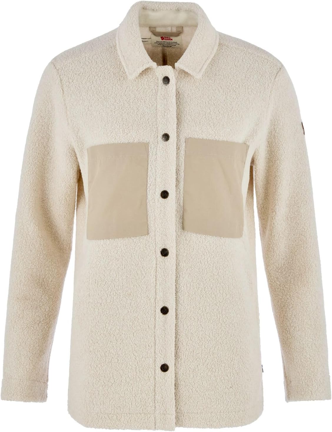 Fjallraven Kaitum Overshirt Women's Long Sleeve Shirt, Wool Blend - Relaxed Fit Chalk White