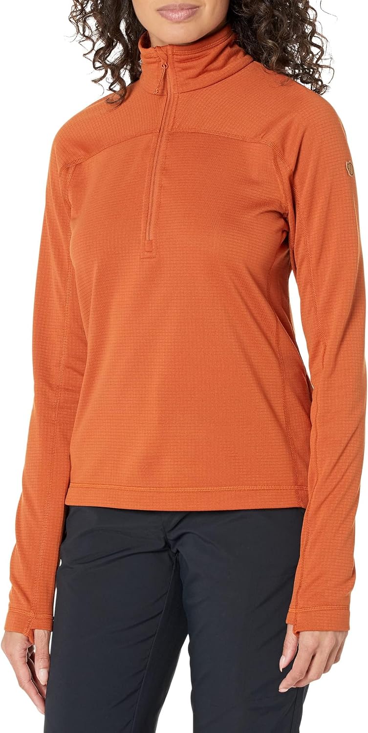 Fjällräven Abisko Lite Women's Half Zip Fleece - Breathable, Comfortable, Lightweight Fleece Warmth - Hiking, Trekking, Terracotta Brown, S