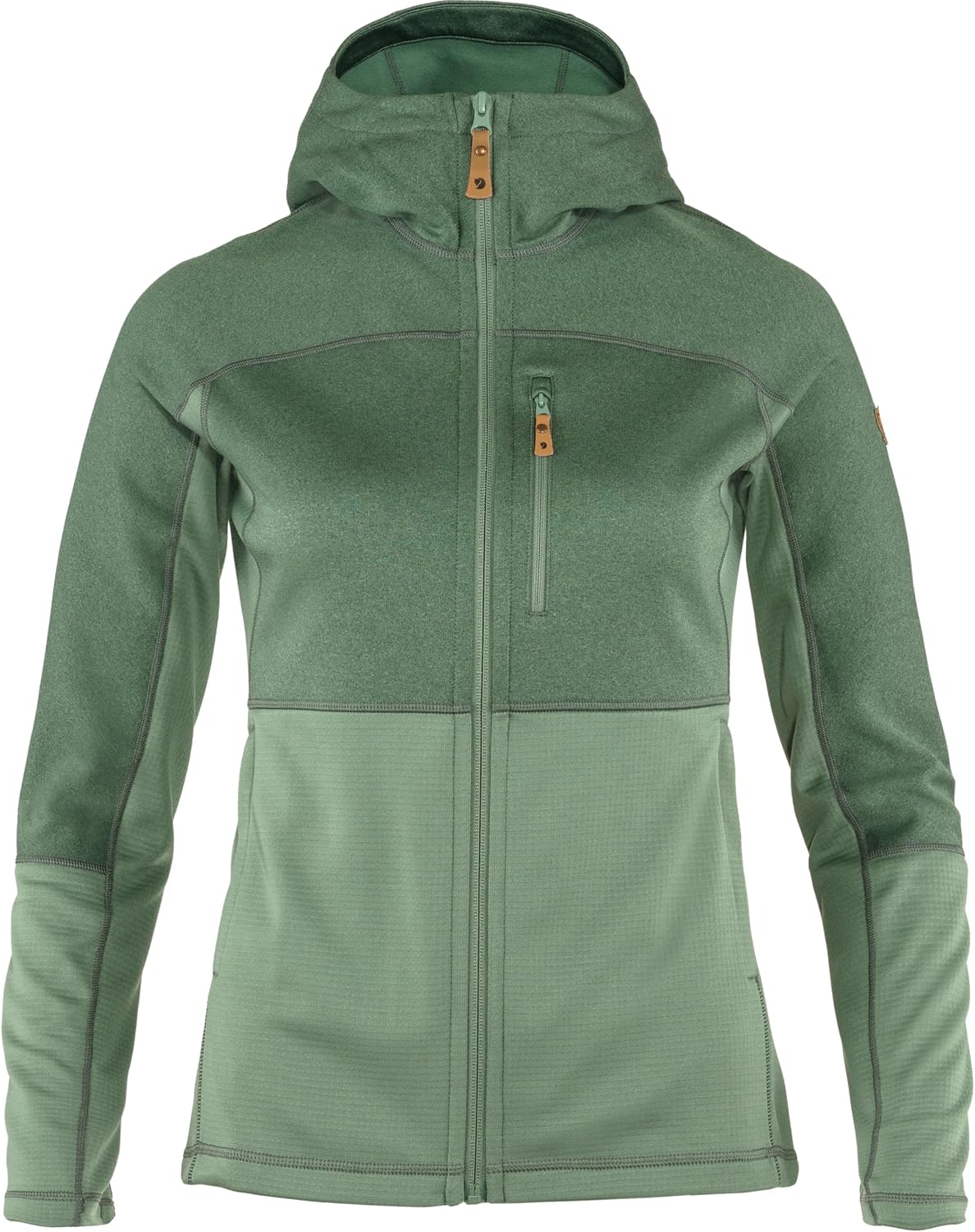 Fjällräven Abisko Trail Women's Hooded Full Zip Fleece - Breathable, Comfortable, Lightweight Fleece Warmth - Hiking Patina Green