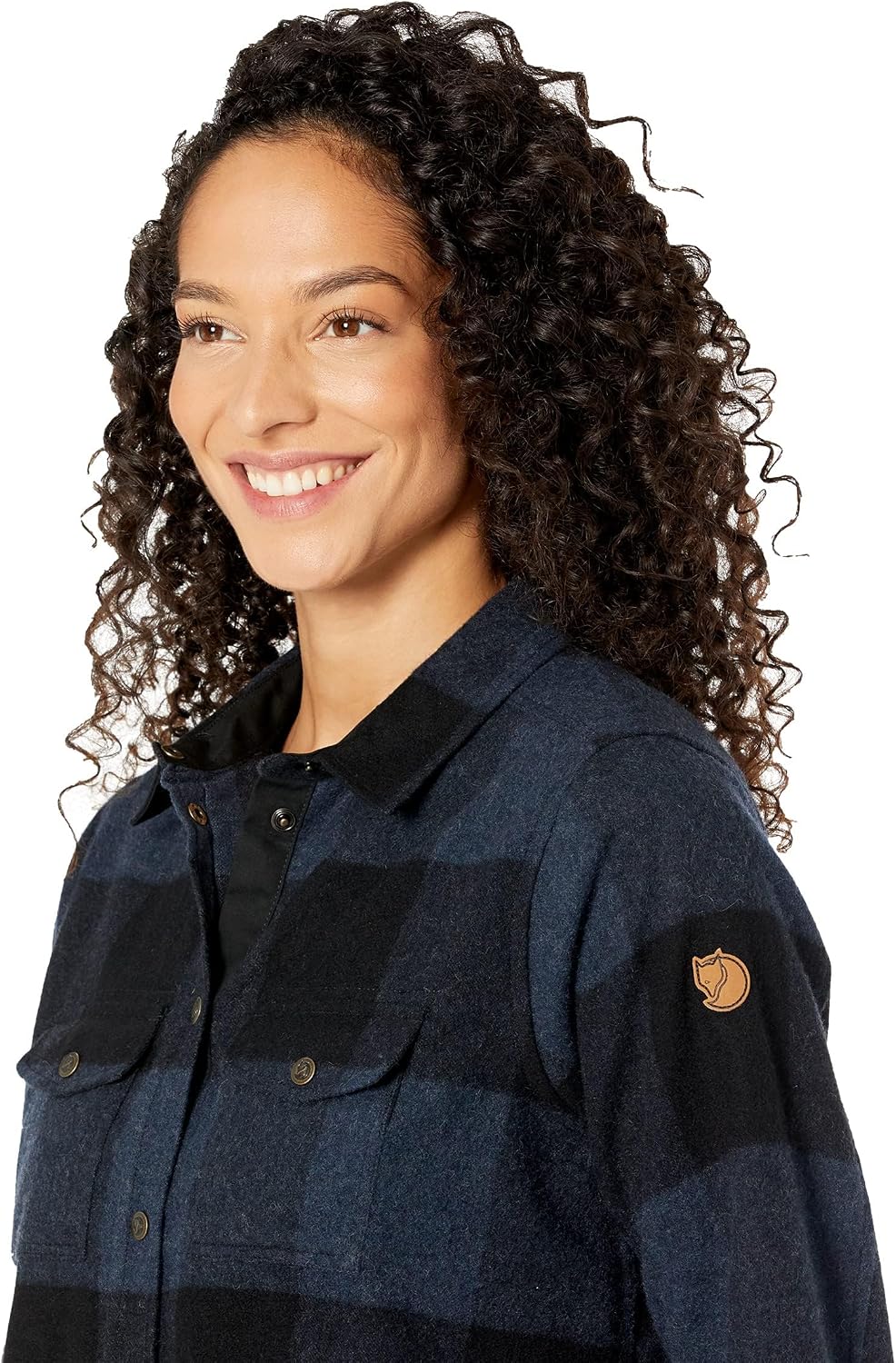 Fjallraven Canada Women's Long Sleeve Shirt, Wool Blend - Relaxed Fit Navy/Black