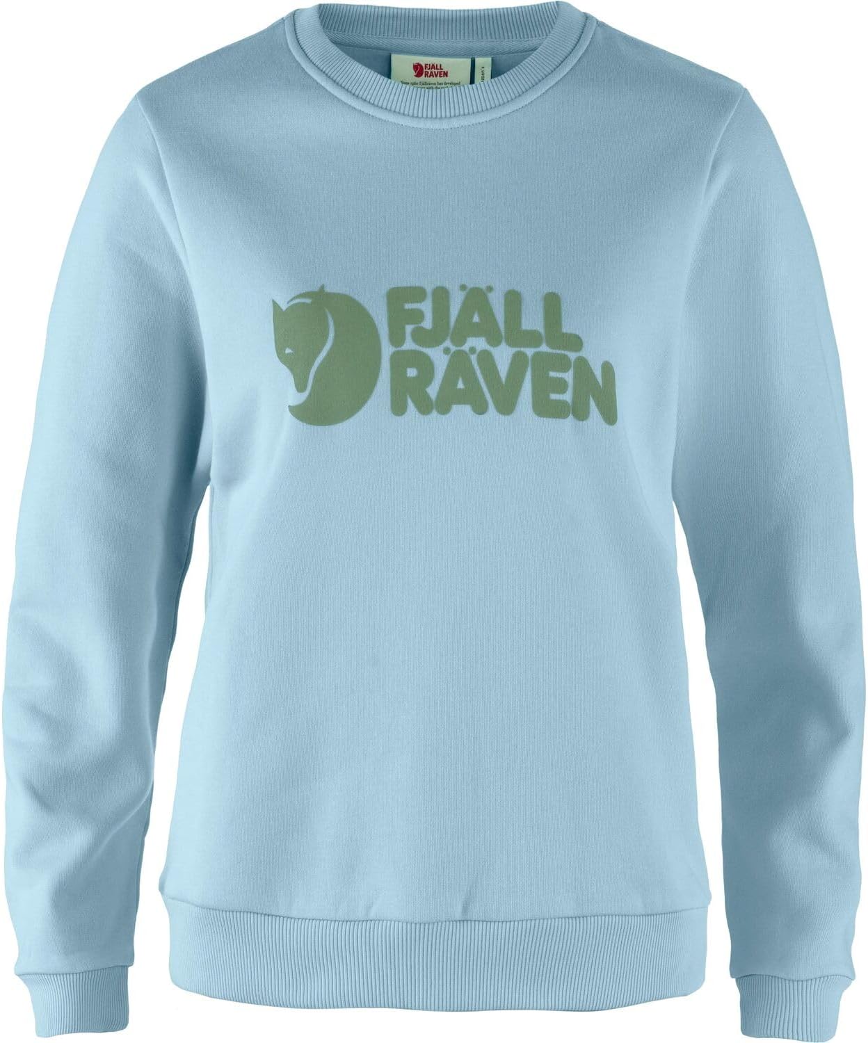 Fjällräven Logo Sweater Women's Sweatshirt - Soft Fleece, Classic Crewneck, Organic Cotton Blend - Hiking, Travel Breeze Blue/ Patina Green