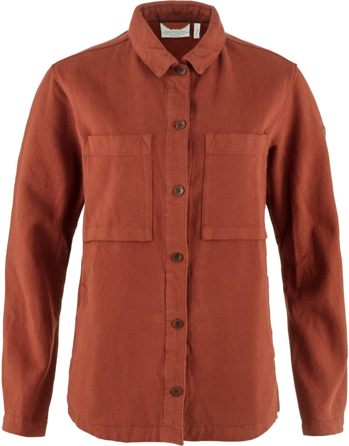 Fjallraven Singi Flannel Overshirt Women's Long Sleeve Shirt, Organic Cotton - Relaxed Fit Autumn Leaf
