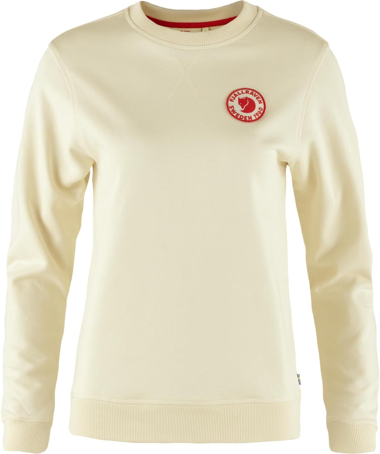 Fjällräven 1960 Logo Badge Women's Sweatshirt - Organic Cotton, Soft Fleece Warmth, Classic Fit - Hiking, Travel Chalk White