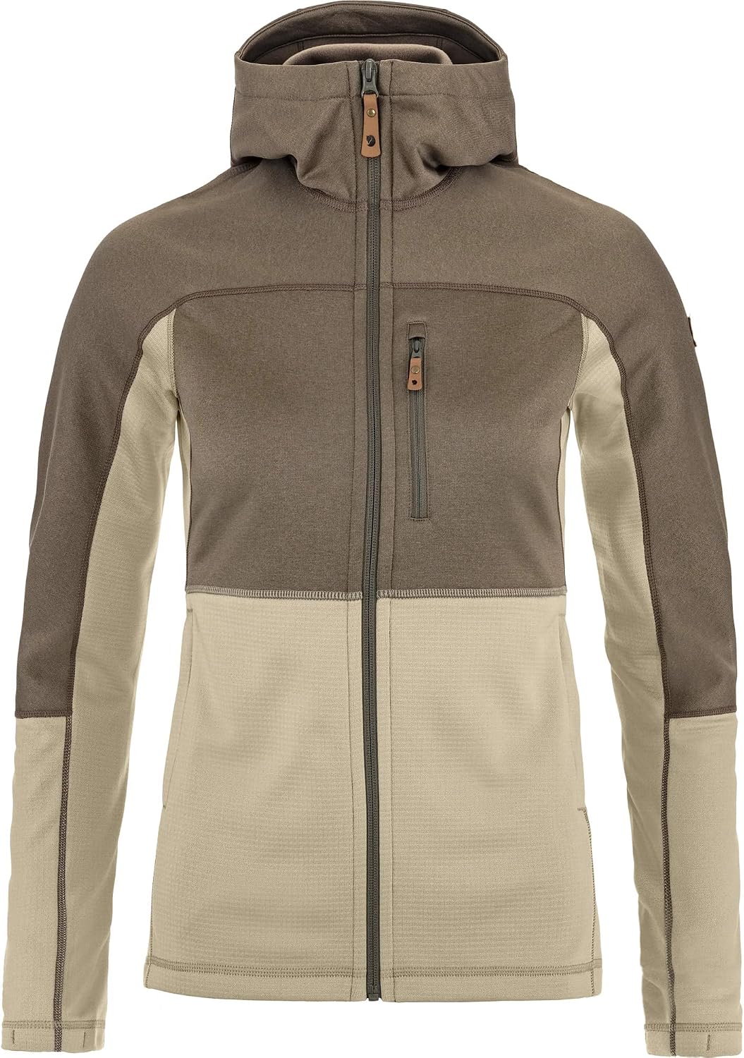 Fjällräven Abisko Trail Women's Hooded Full Zip Fleece - Breathable, Comfortable, Lightweight Fleece Warmth - Hiking Fossil/Suede Brown