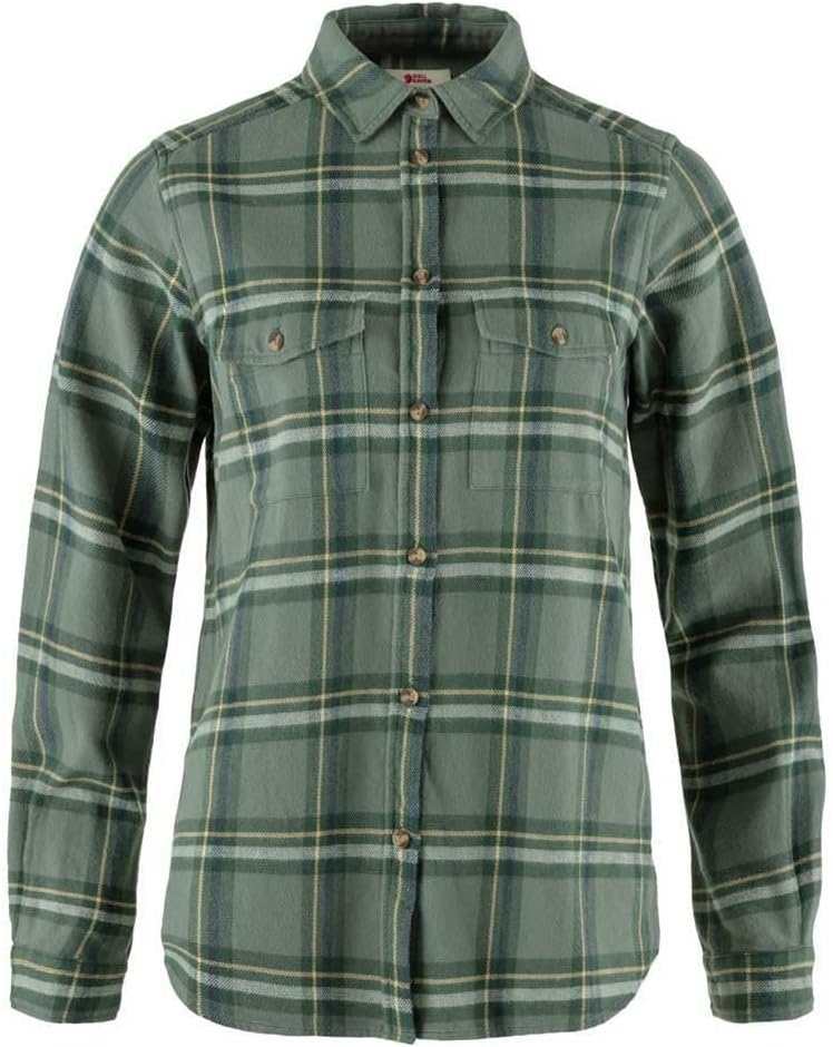Fjällräven Ovik Heavy Flannel Shirt Women's Shirt - Warm Soft Durable Button Up for Outdoor Everyday Wear Patina Green/Deep Patina