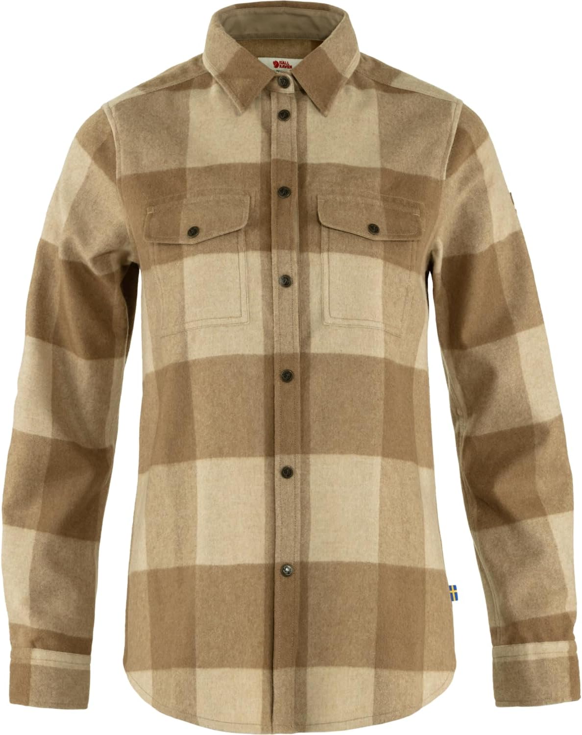 Fjallraven Canada Women's Long Sleeve Shirt, Wool Blend - Relaxed Fit Buckwheat Brown/Light Beige