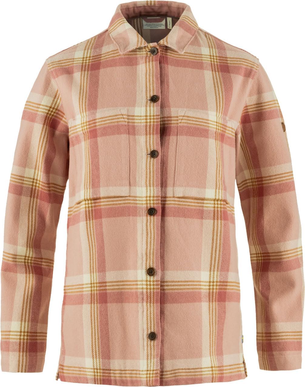 Fjallraven Singi Flannel Overshirt Women's Long Sleeve Shirt, Organic Cotton - Relaxed Fit Chalk Rose/Dusty Rose