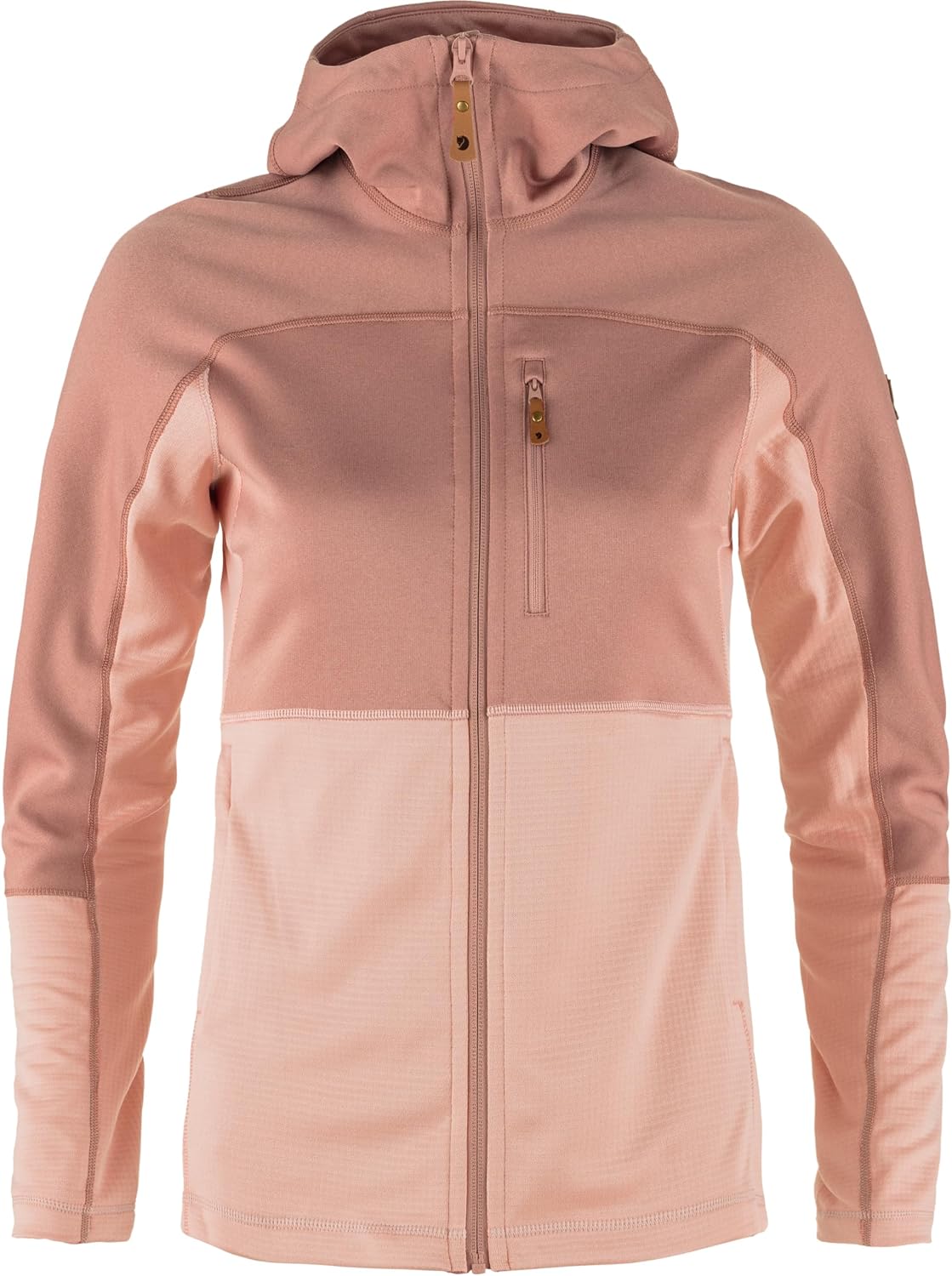 Fjällräven Abisko Trail Women's Hooded Full Zip Fleece - Breathable, Comfortable, Lightweight Fleece Warmth - Hiking Chalk Rose/Dusty Rose