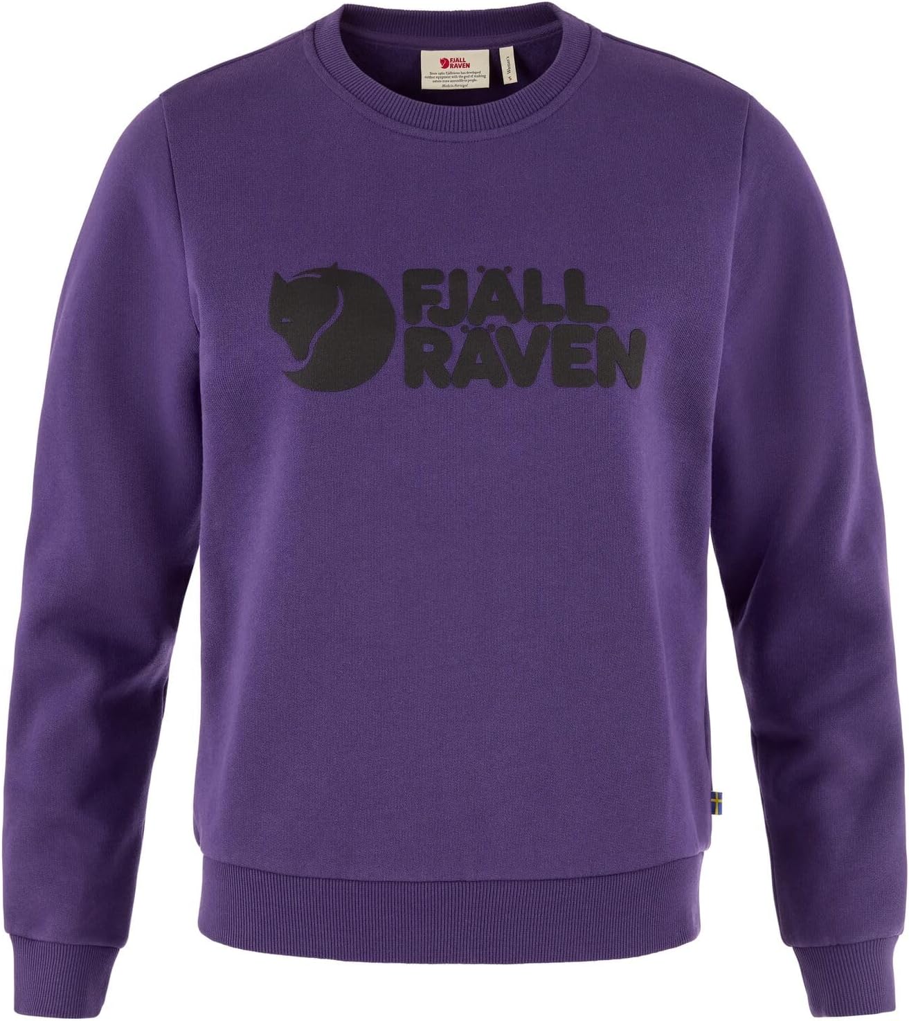 Fjällräven Logo Sweater Women's Sweatshirt - Soft Fleece, Classic Crewneck, Organic Cotton Blend - Hiking, Travel Dark Violet