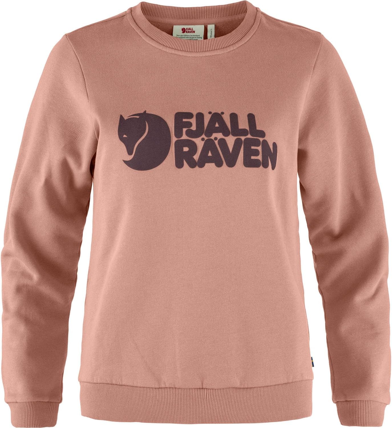 Fjällräven Logo Sweater Women's Sweatshirt - Soft Fleece, Classic Crewneck, Organic Cotton Blend - Hiking, Travel Dusty Rose/Port